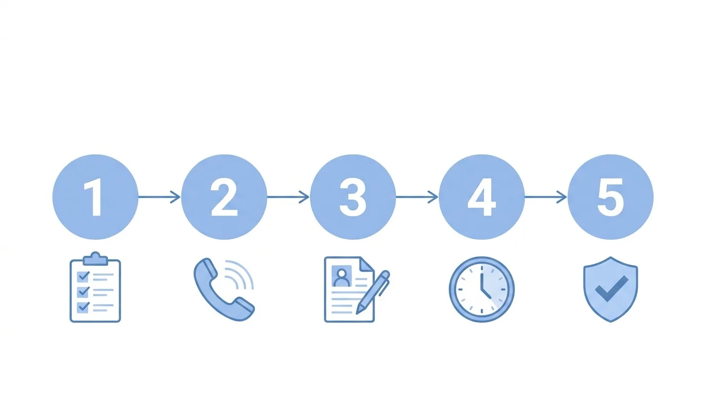 Infographic showing how to claim 40 hours free driving lessons in 5 steps: check eligibility, call Motability, apply, wait for approval, get confirmed