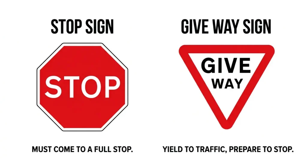 Octagonal red stop sign and inverted triangle give way sign, the two exceptions to what shape are traffic signs giving orders on UK roads